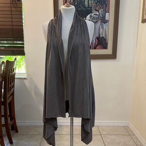 Max Studio Taupe Draped Asymmetrical Faux Suede Sleeveless Cover Size Medium